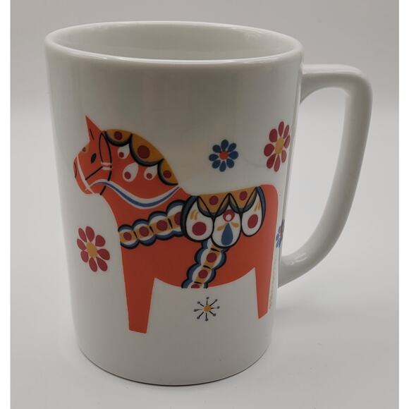 Bergquist Imports Swedish Orange Dala Horse Coffee Mug - Picture 1 of 8